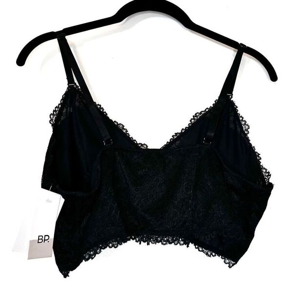NWT BP Nordstrom Lace Overlay Adjustable Strap Longline Bralette Black XL - Picture 3 of 6